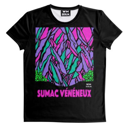 Sumac Vénéneux:Cut And Sew All Over Print T Shirt:Black Purple Mint Green