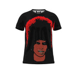 Afro-American All Star:Cut And Sew All Over Print T Shirt: Angela:Black Orange